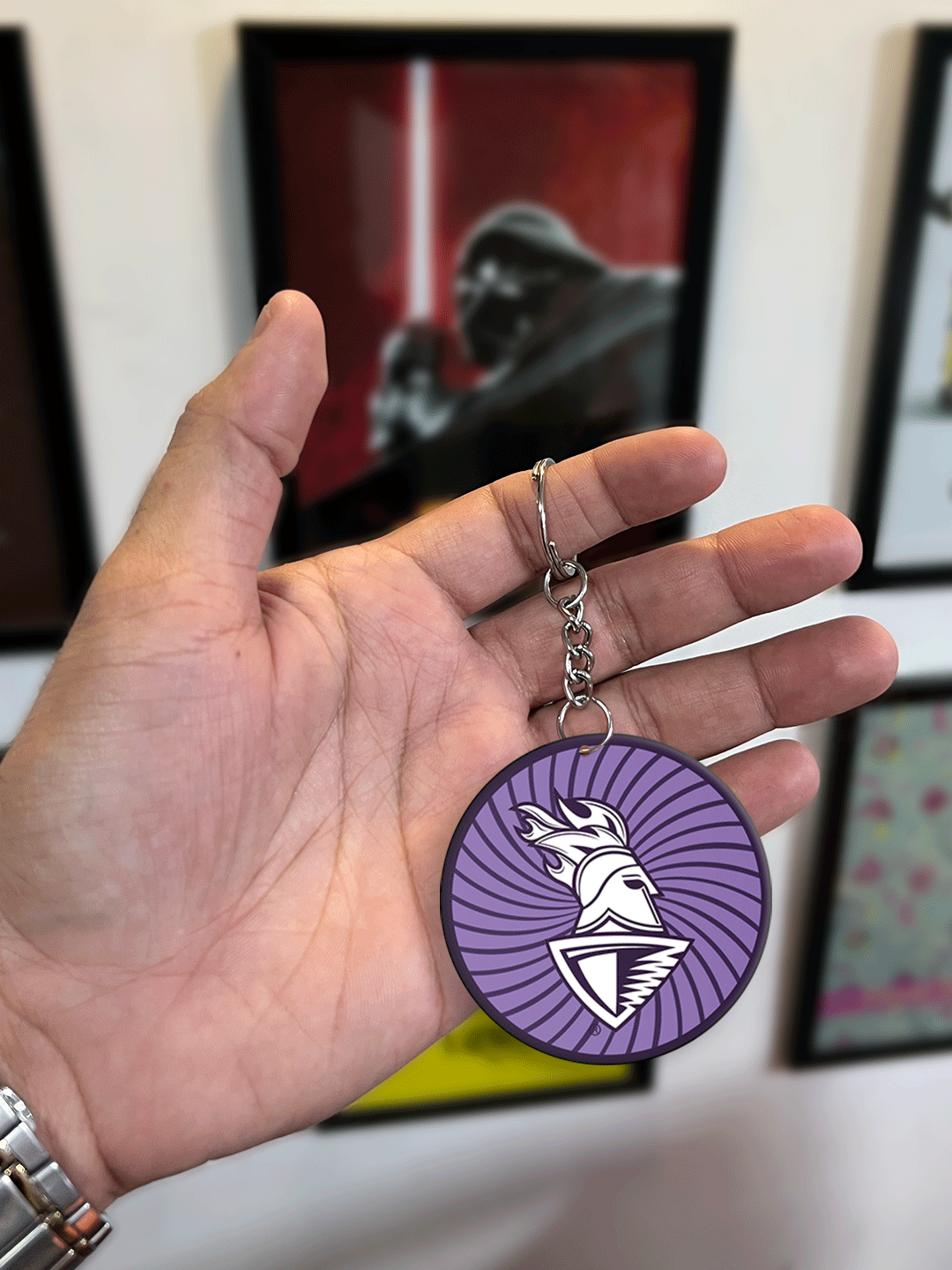 Kolkata Knight Riders Purple and White Digital Print Metal Keychain - (Pack of 1) (5)