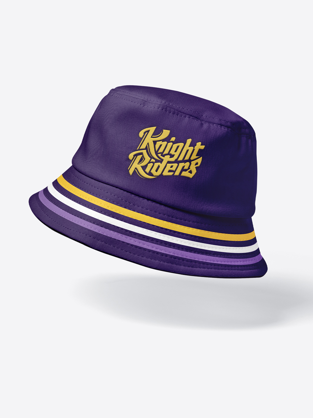 Kolkata Knight Riders Purple and Yellow Embroidered Cotton Bucket Hat (1)