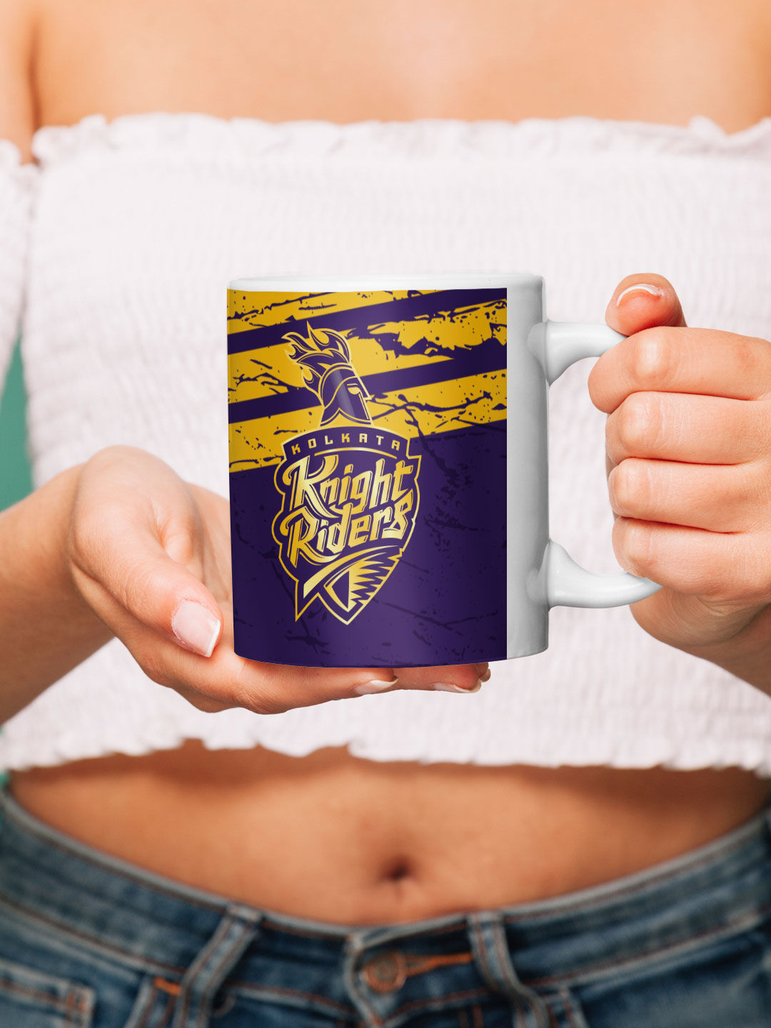 Kolkata Knight Riders Purple and Yellow Printed Jeetbo Re Ceramic Glossy Coffee Mug 325 ml - Pack of 1 (6)