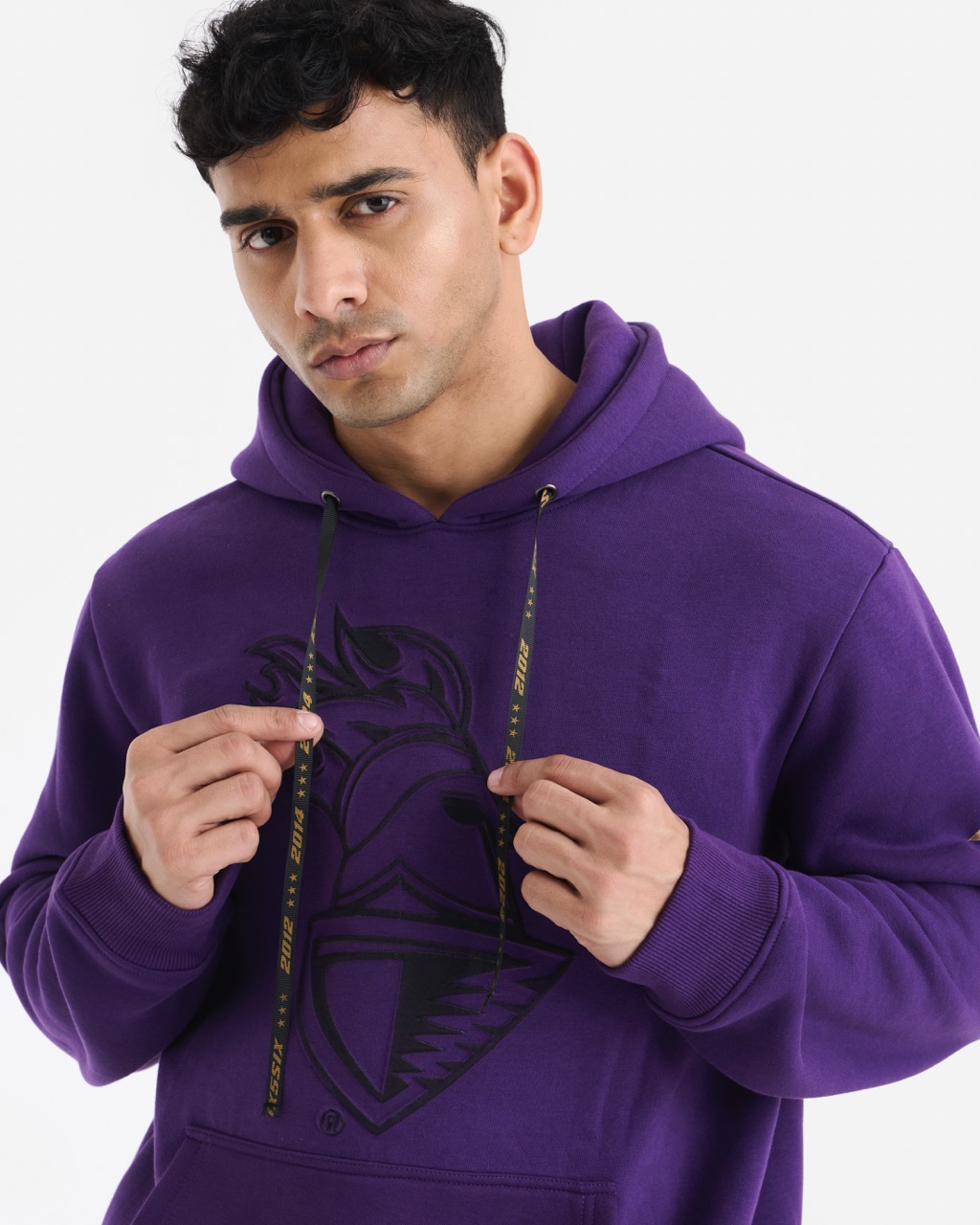Kolkata Knight Riders Purple Long Sleeves Round Neck Champions Pride Hooded Sweatshirt