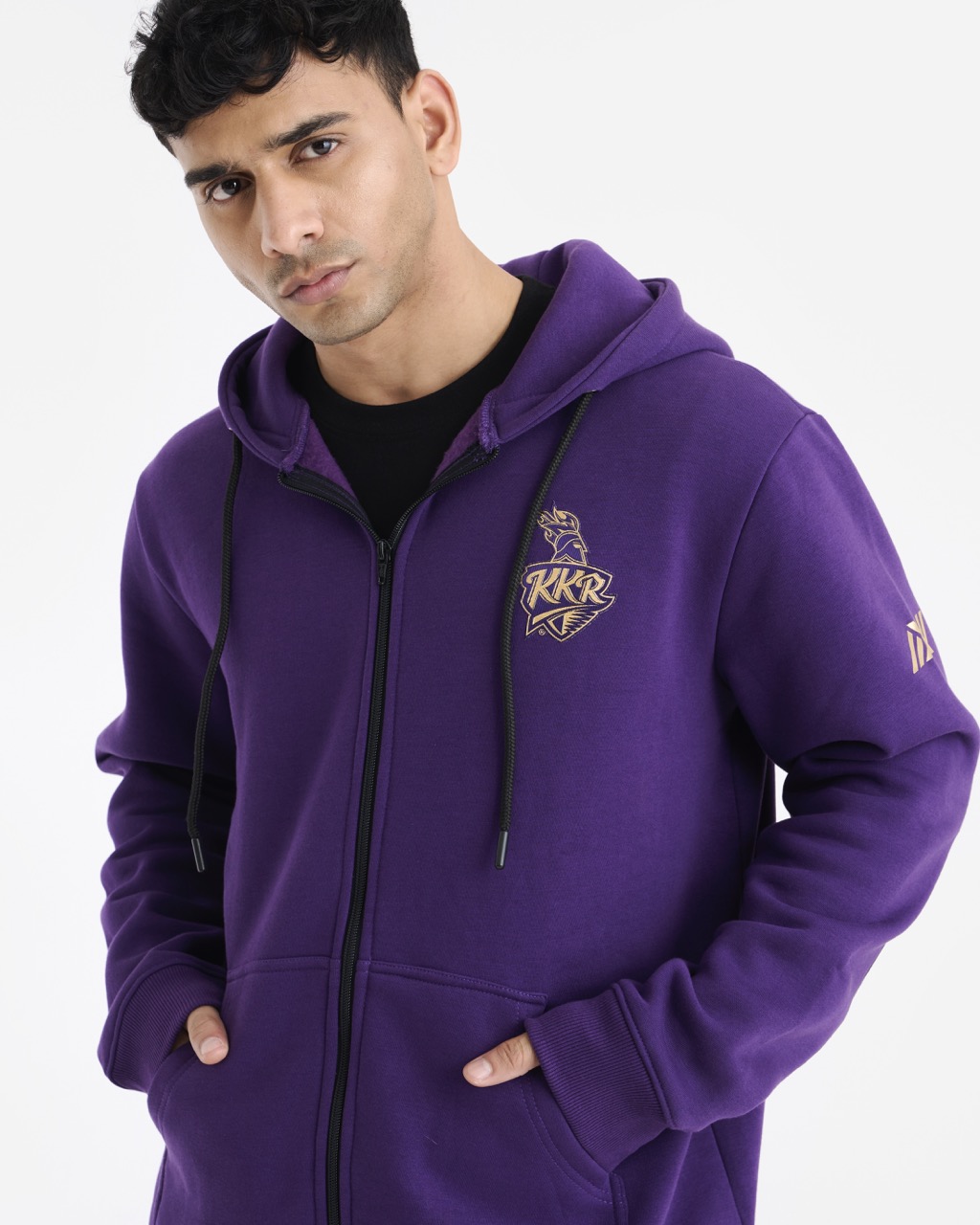 Kolkata Knight Riders Purple Long Sleeves Round Neck Kangaroo Pocket Champion Edition Hoodie Jacket