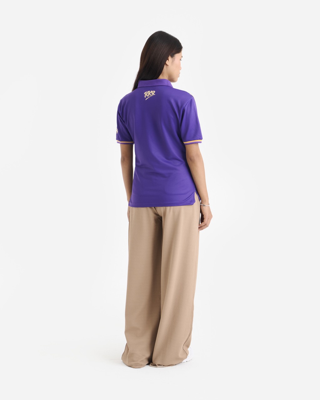 Kolkata Knight Riders Unisex Purple Brand Logo Printed Half Sleeves Travel Polo Collar T-Shirt (4)