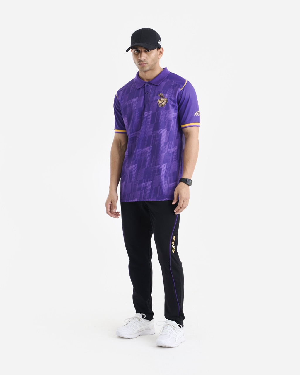 Unisex Purple Brand Logo Printed Half Sleeves Travel Polo Collar T-Shirt