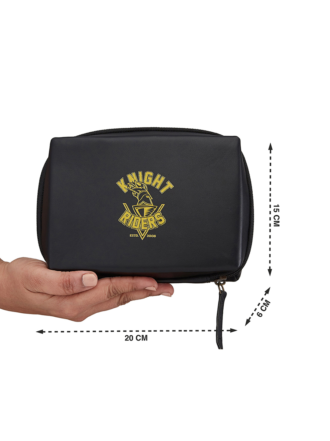 Kolkata Knight Riders Portable Electronics Accessories and Gadget Organizer Bag with Multi Compartments (Black/Yellow) (12)