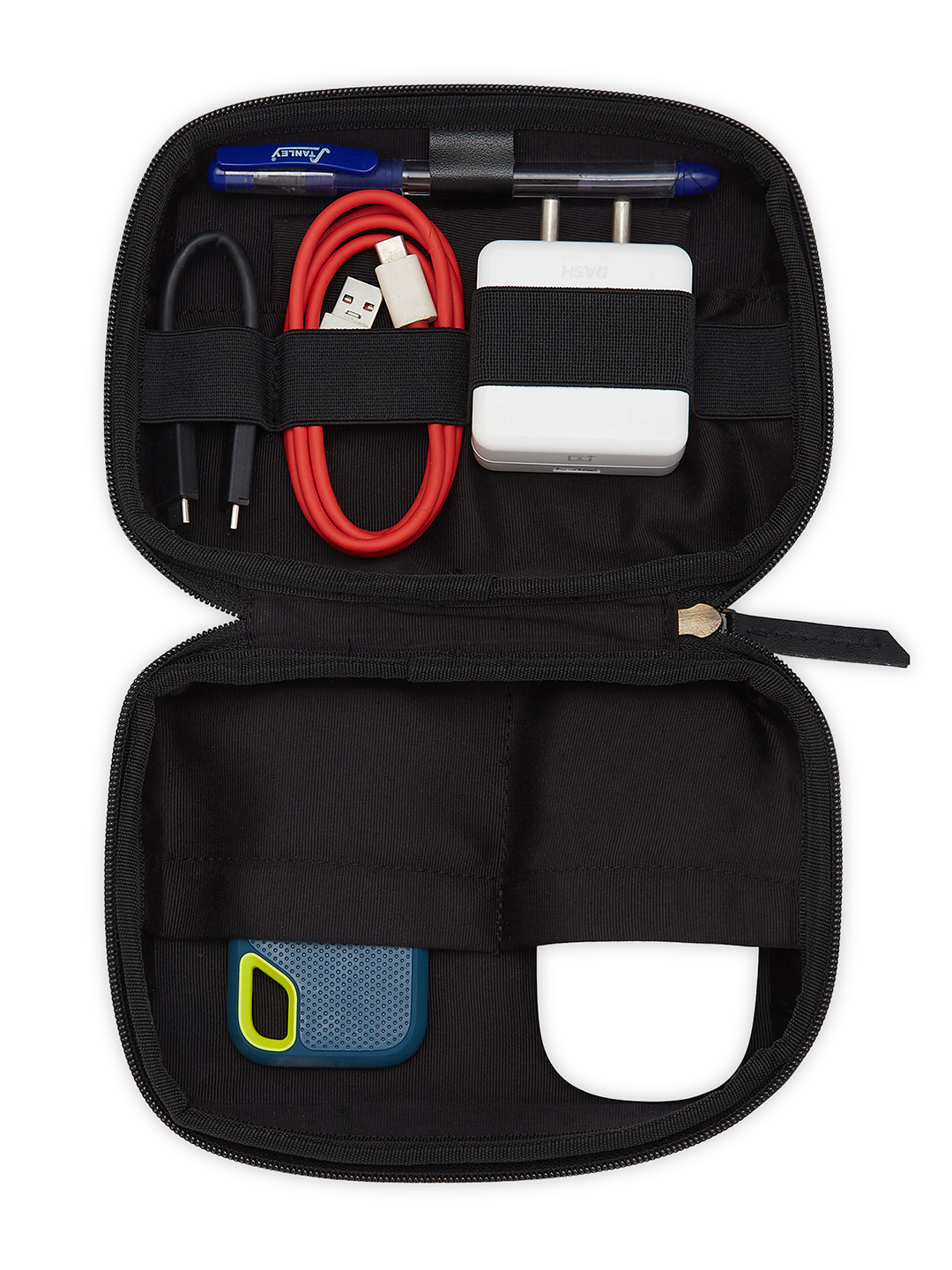 Kolkata Knight Riders Portable Electronics Accessories and Gadget Organizer Bag with Multi Compartments (Black/Yellow) (2)