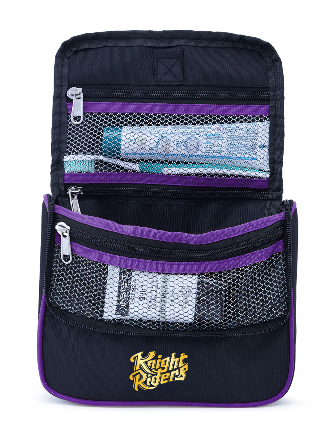 Kolkata Knight Riders Travel Organizer For Shaving Kit and Cosmetics Toiletry Kit Bag with Large Storage Compartments (B (3)