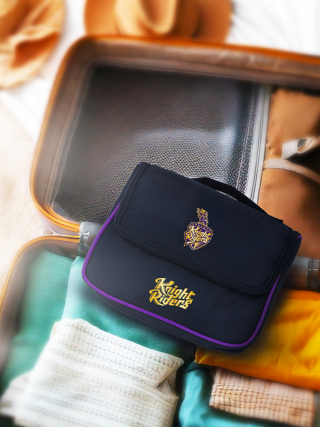Kolkata Knight Riders Travel Organizer For Shaving Kit and Cosmetics Toiletry Kit Bag with Large Storage Compartments (B (9)