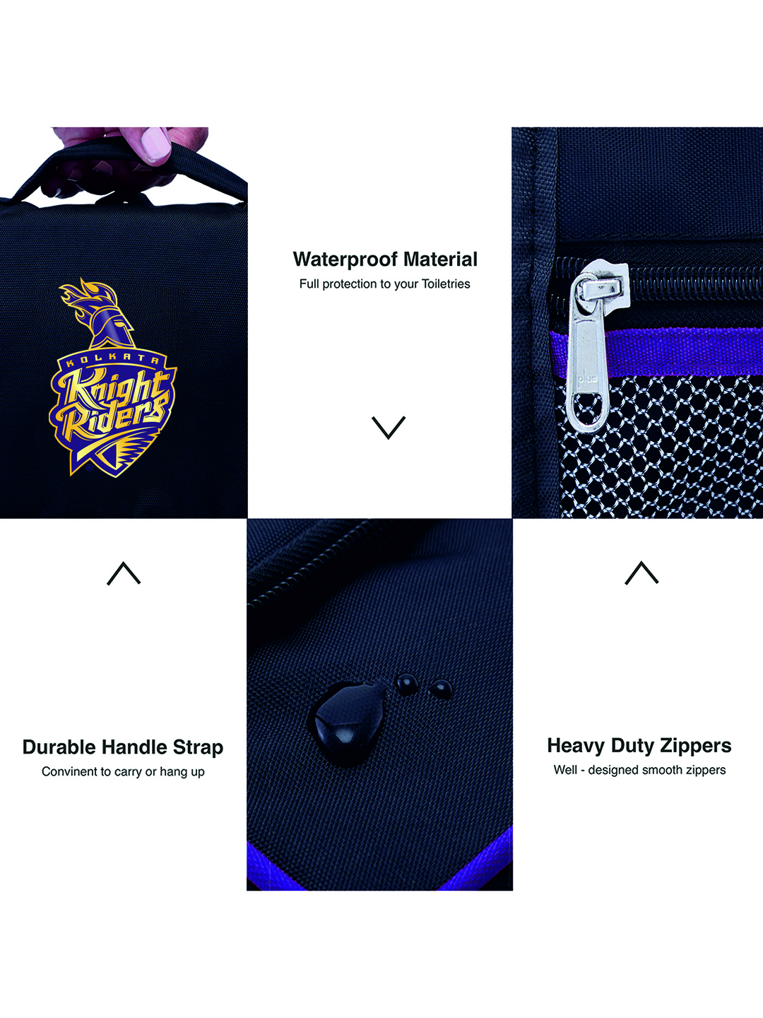 Kolkata Knight Riders Travel Organizer For Shaving Kit and Cosmetics Toiletry Kit Bag with Large Storage Compartments (B (7)
