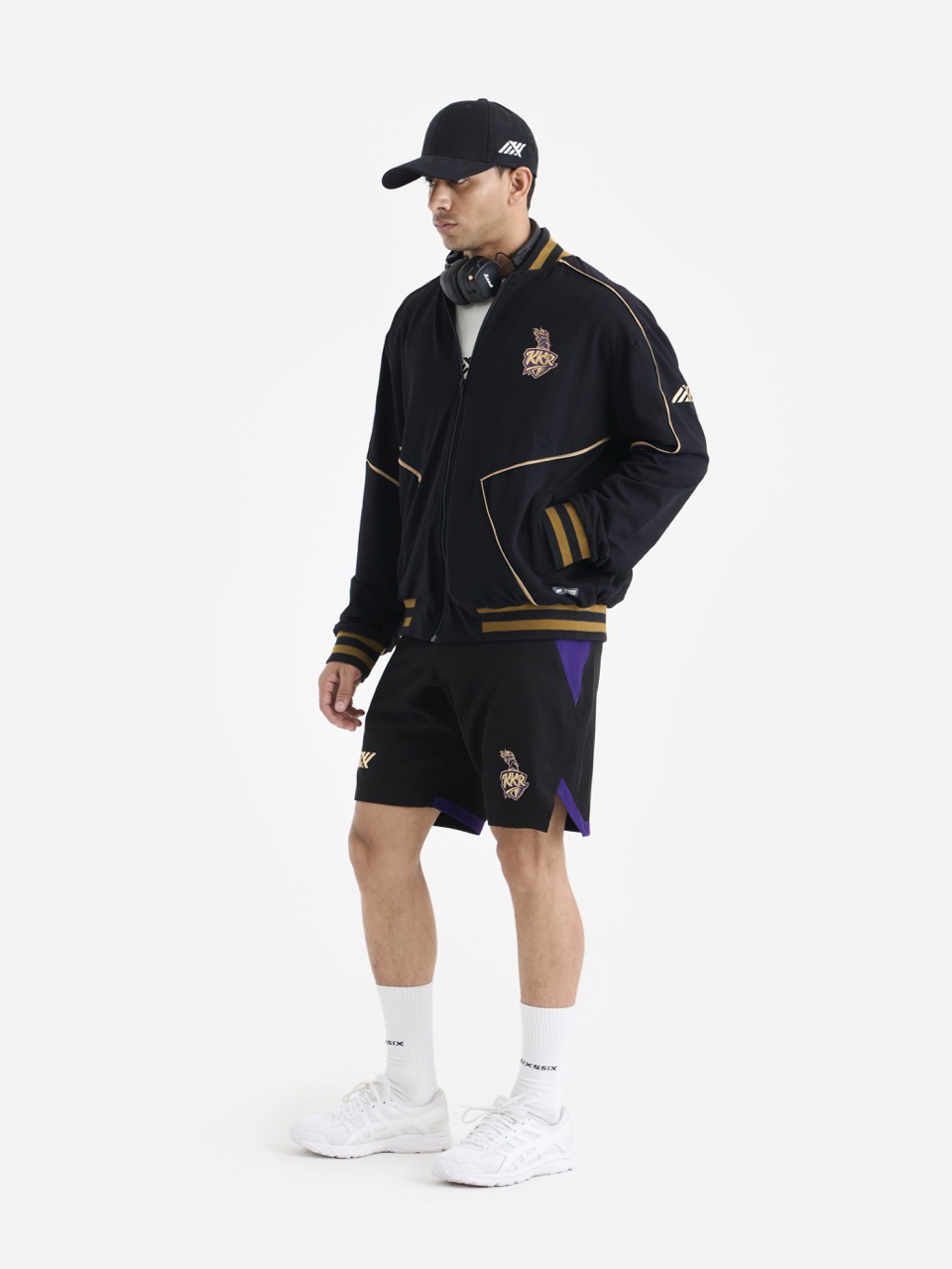 Kolkata Knight Riders Unisex Black Printed Full Sleeves Front-Open Travel Varsity Jacket (2)