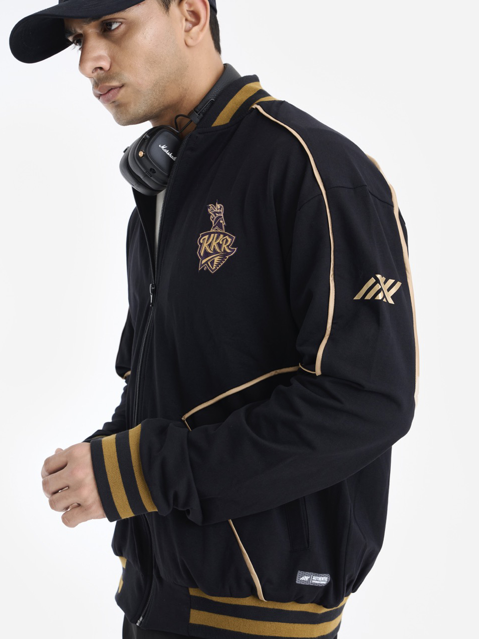 Kolkata Knight Riders Unisex Black Printed Full Sleeves Front-Open Travel Varsity Jacket (5)