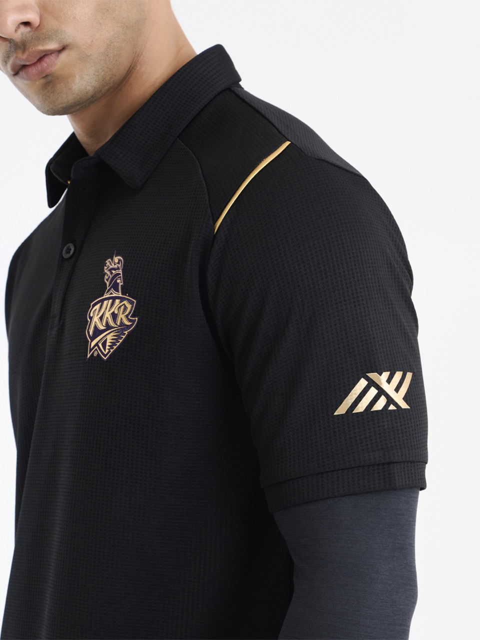 Kolkata Knight Riders Unisex Black Logo Printed Half Sleeves Polo Collar Travel T-Shirt (7)