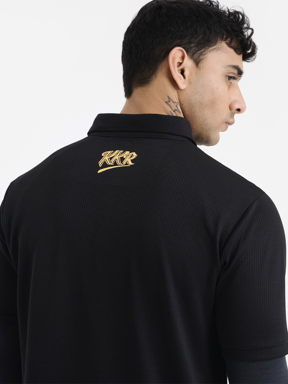 Kolkata Knight Riders Unisex Black Logo Printed Half Sleeves Polo Collar Travel T-Shirt (6)