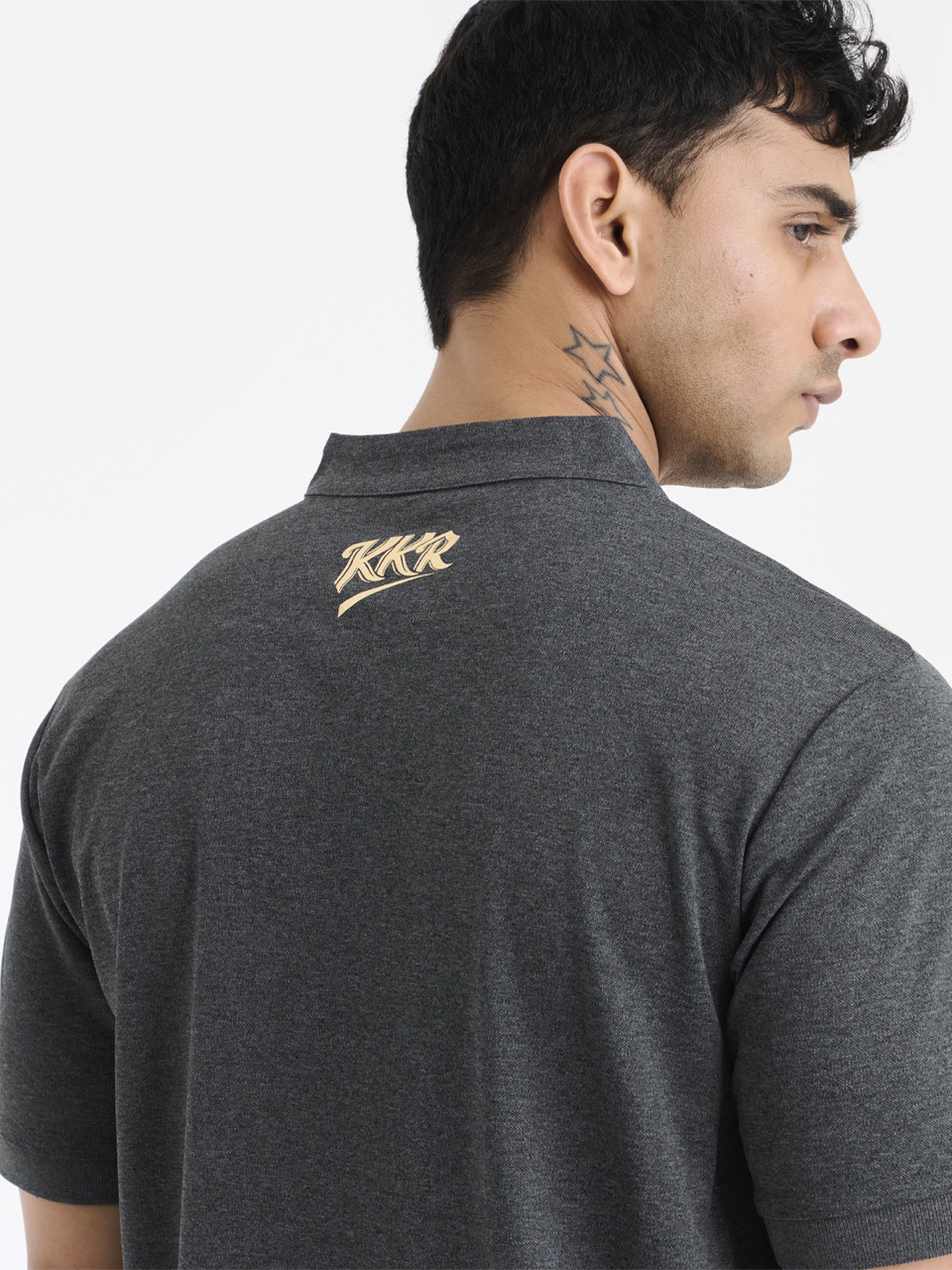 Kolkata Knight Riders Unisex Grey Logo Printed Half Sleeves Mandarin Collar Travel T-Shirt (4)