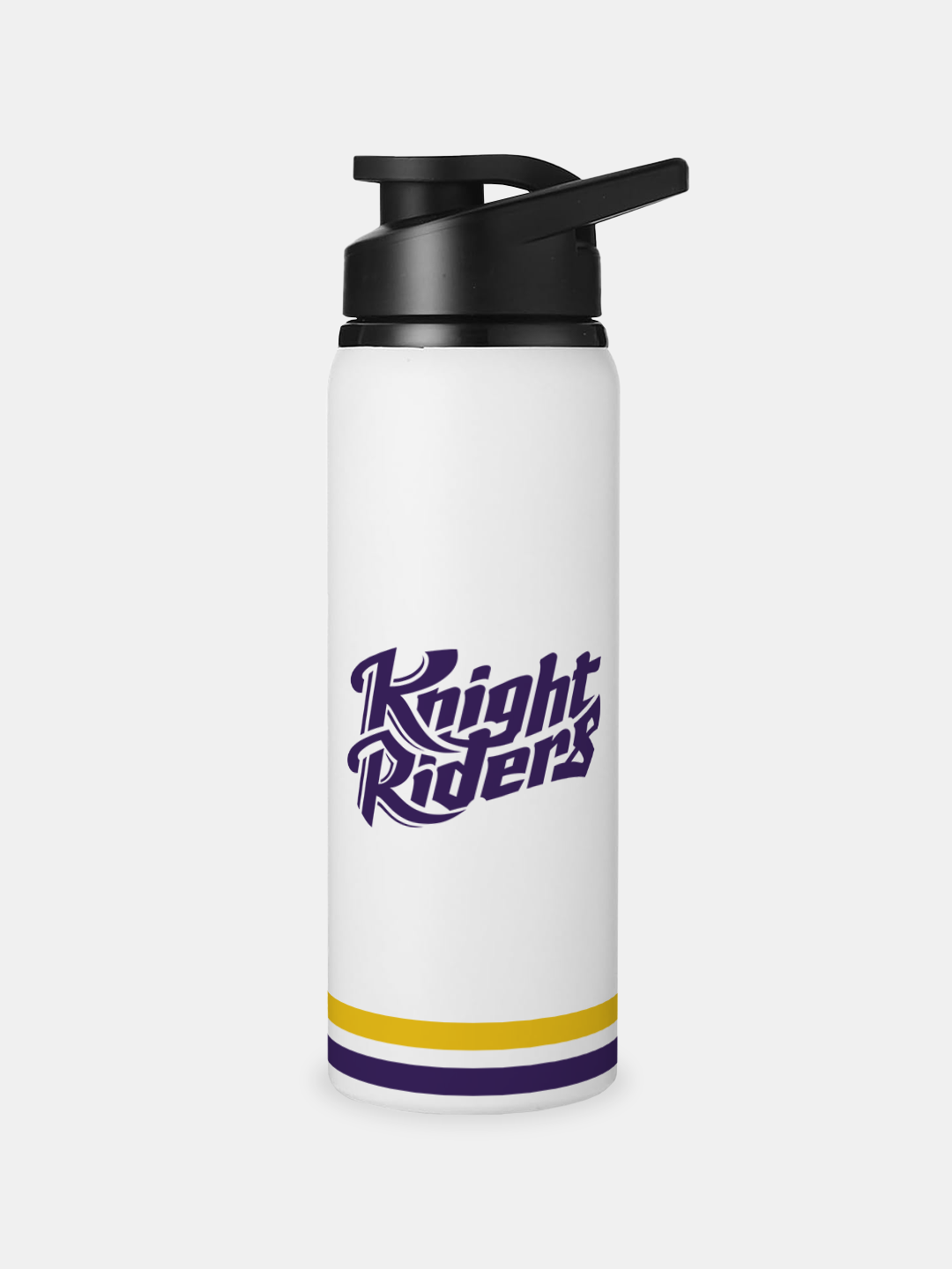 White and Black Logo Printed Single Walled Aluminium Sports Sipper Bottle - 750 ML