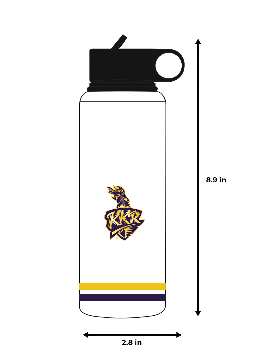 Kolkata Knight Riders White and Black Logo Printed Single Walled Aluminium Sports Sipper Bottle - 750 ML (4)