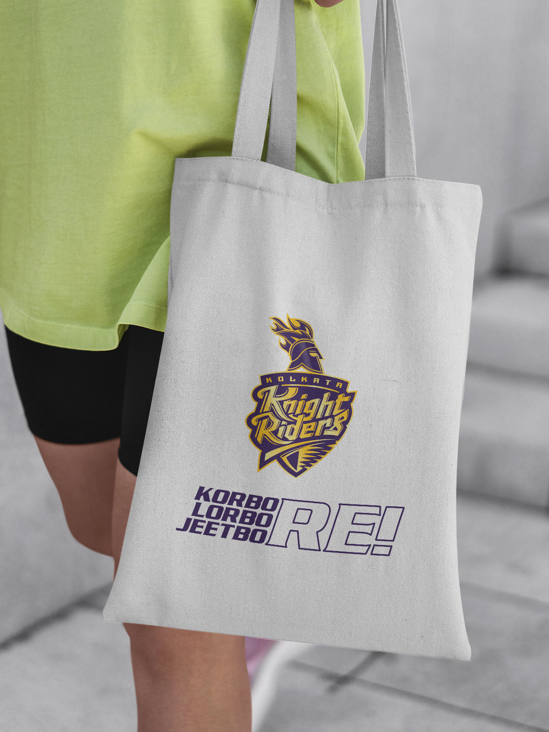 Kolkata Knight Riders White and Purple Jeetbo Re Printed Canvas Casual Tote Bag - (Pack of 1) (5)