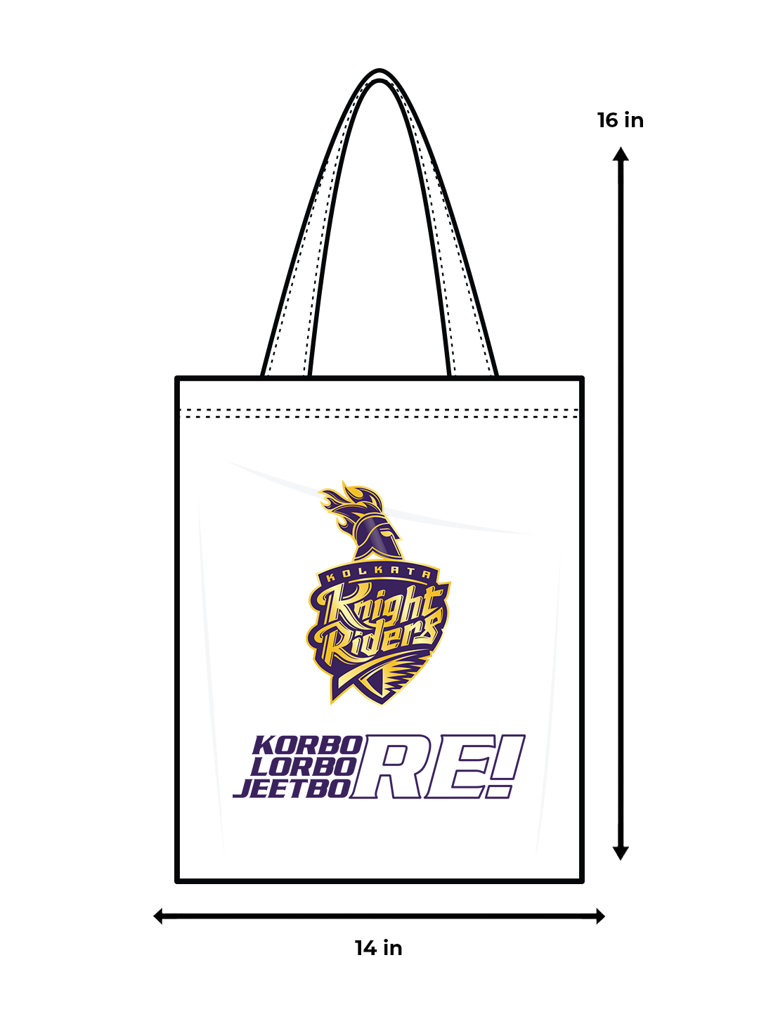 Kolkata Knight Riders White and Purple Jeetbo Re Printed Canvas Casual Tote Bag - (Pack of 1) (6)