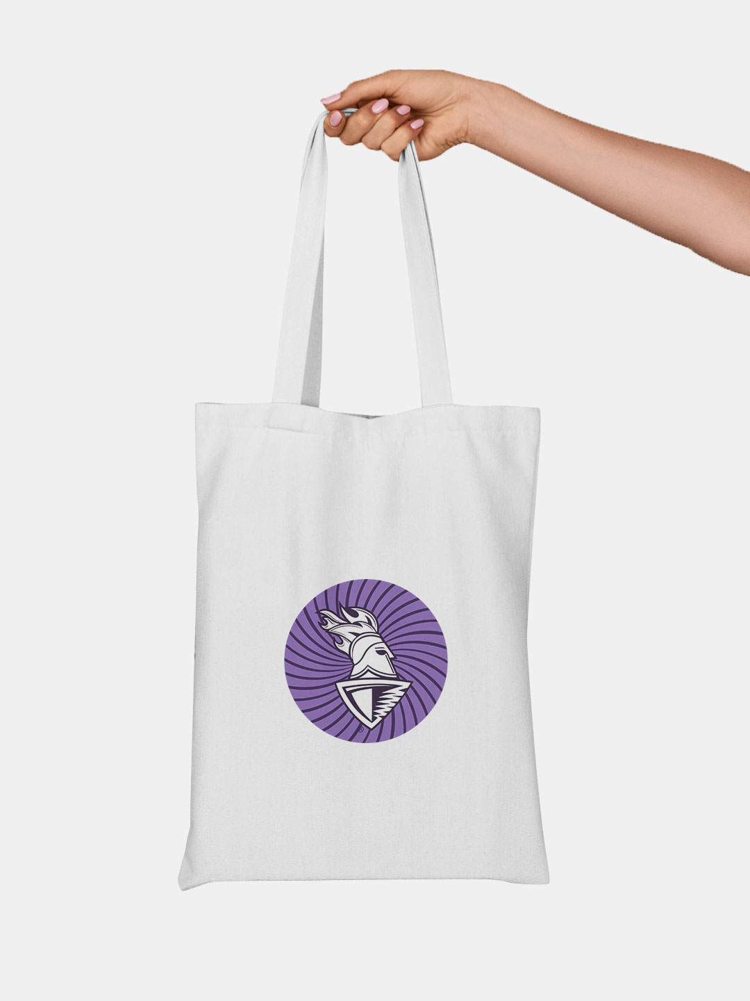 White and Purple Logo Printed Canvas Casual Tote Bag - (Pack of 1)
