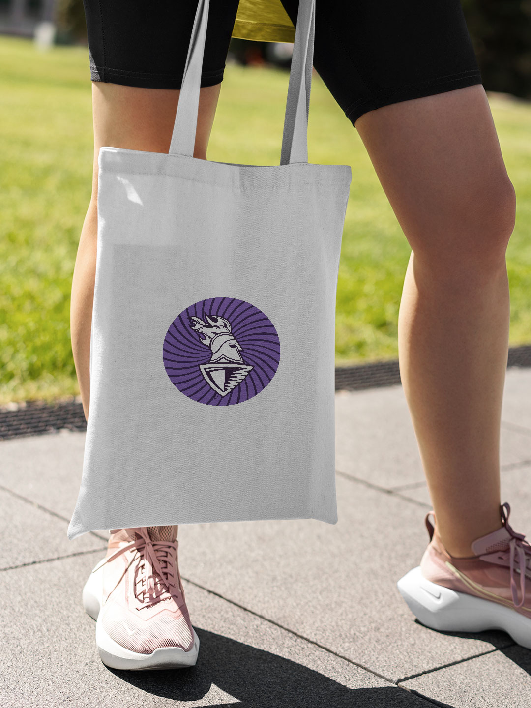 Kolkata Knight Riders White and Purple Logo Printed Canvas Casual Tote Bag - (Pack of 1) (2)