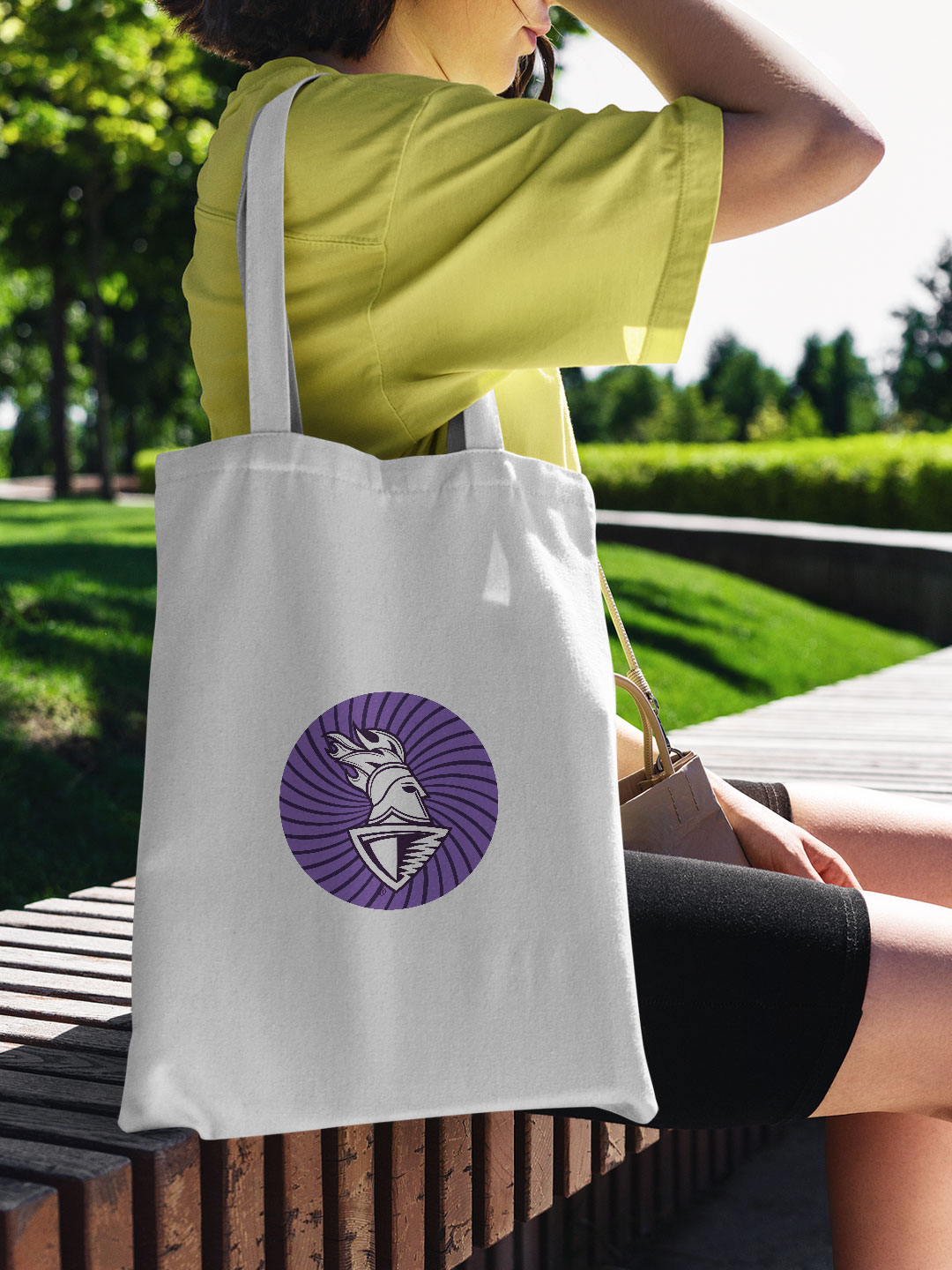 Kolkata Knight Riders White and Purple Logo Printed Canvas Casual Tote Bag - (Pack of 1) (3)