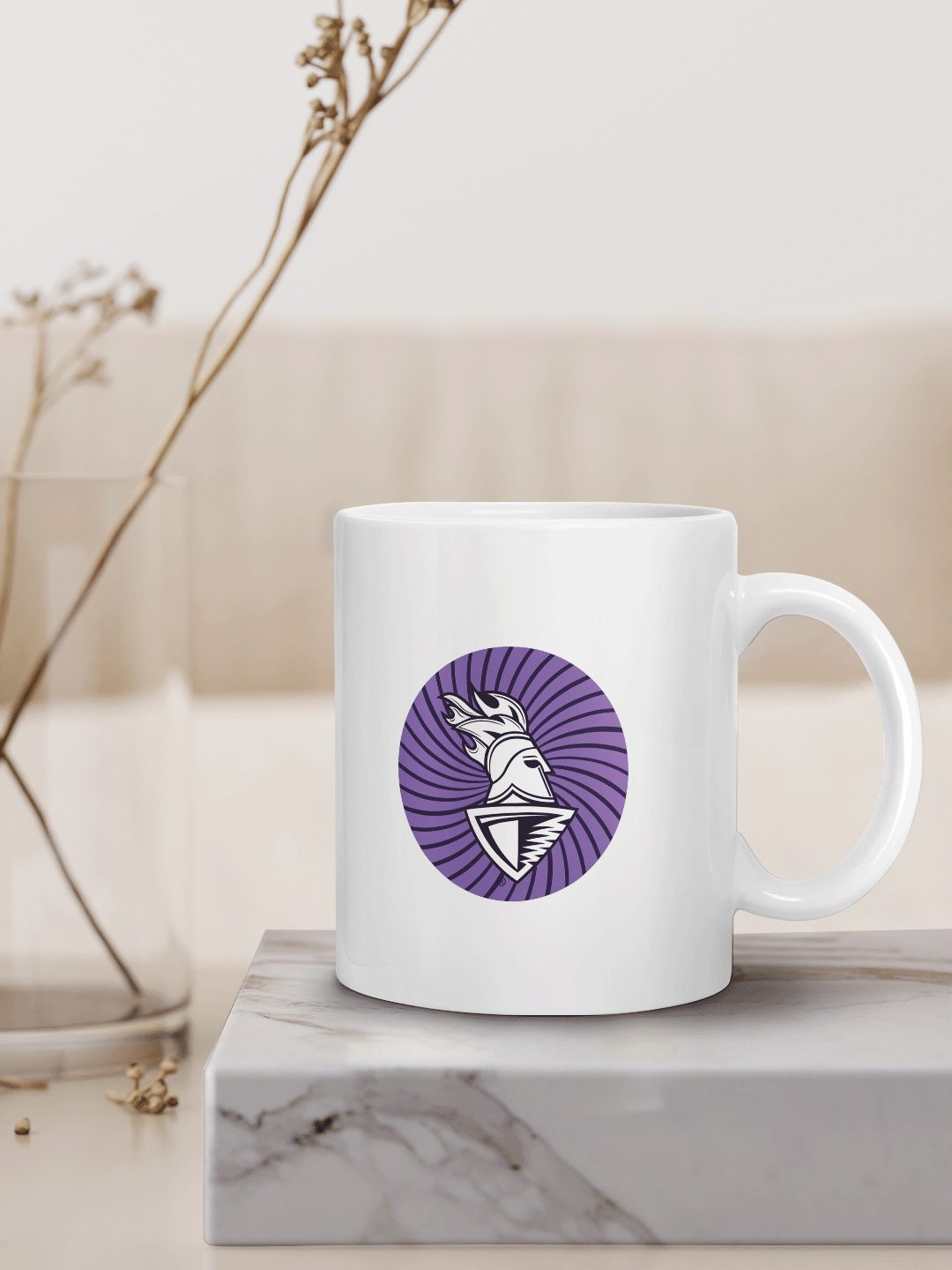 Kolkata Knight Riders White and Purple Logo Printed Ceramic Glossy Coffee Mug 325 ml - (Pack of 1) (7)