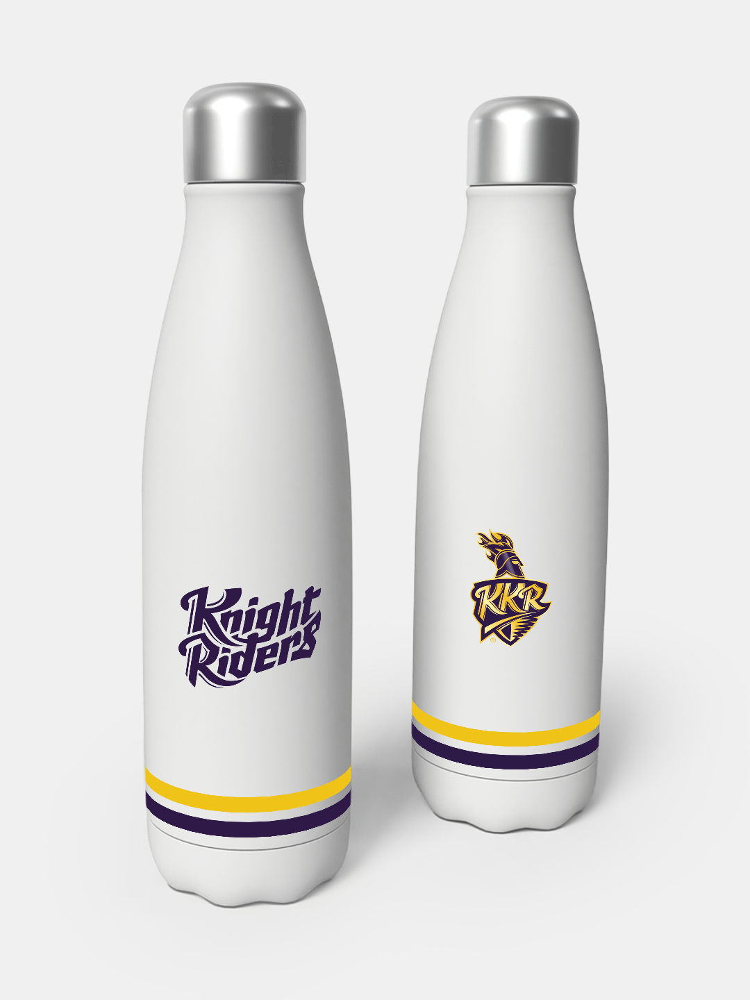 Kolkata Knight Riders White and Purple Logo Printed Double Walled Stainless Steel Vacuum Insulated Flask Water Bottle -  (1)