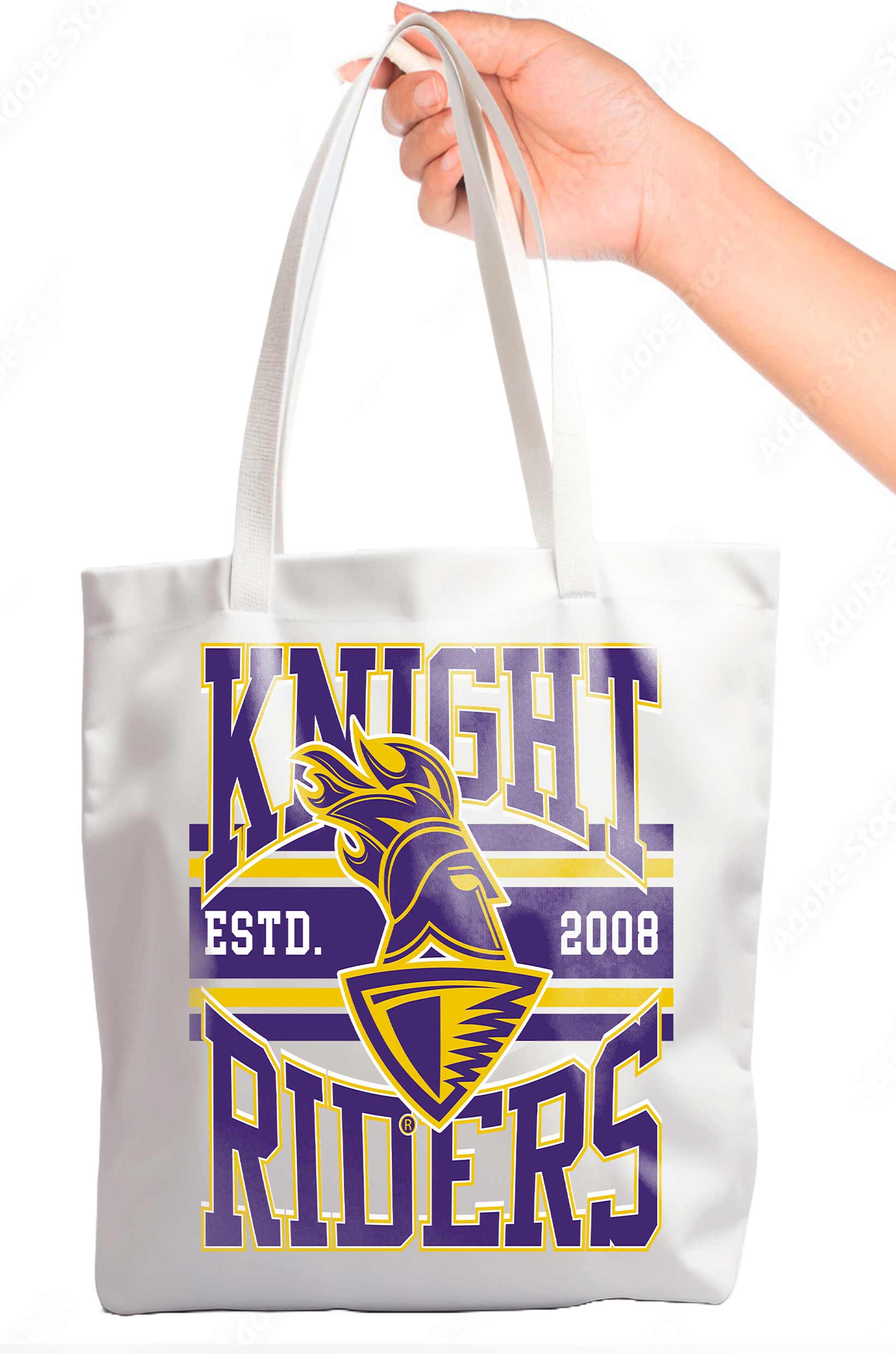 Kolkata Knight Riders Printed Canvas Casual Tote Bag, Stylish Handbag For Men and Women - Pack of 1 (White/Purple) (2)