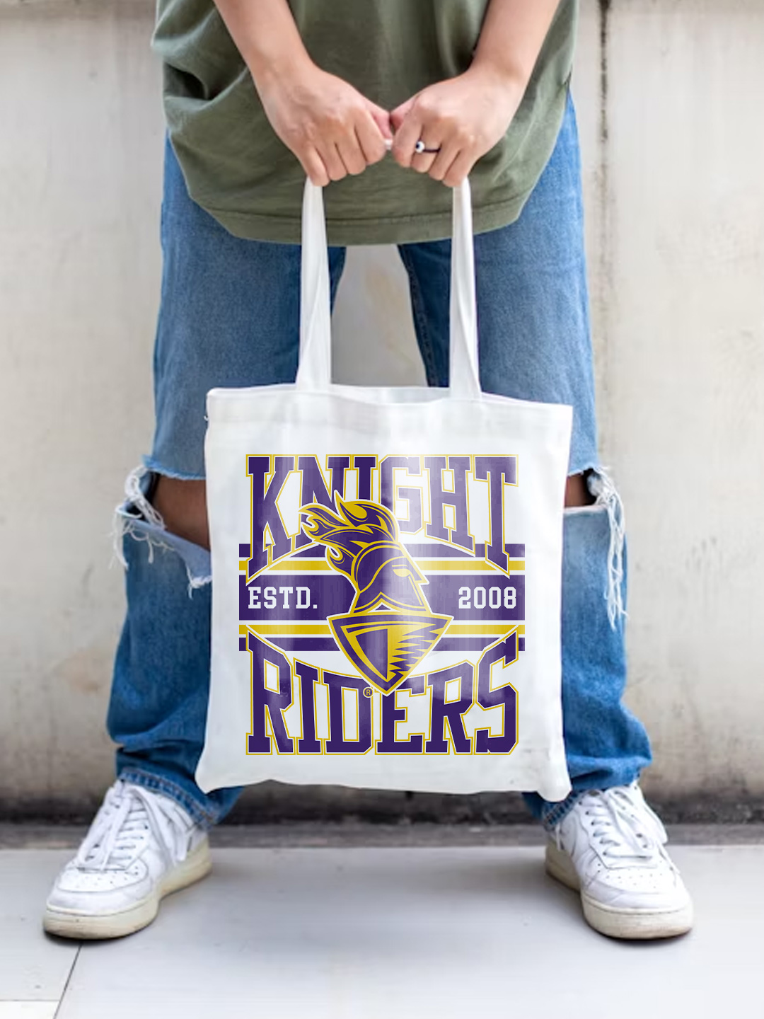 Printed Canvas Casual Tote Bag, Stylish Handbag For Men and Women - Pack of 1 (White/Purple)