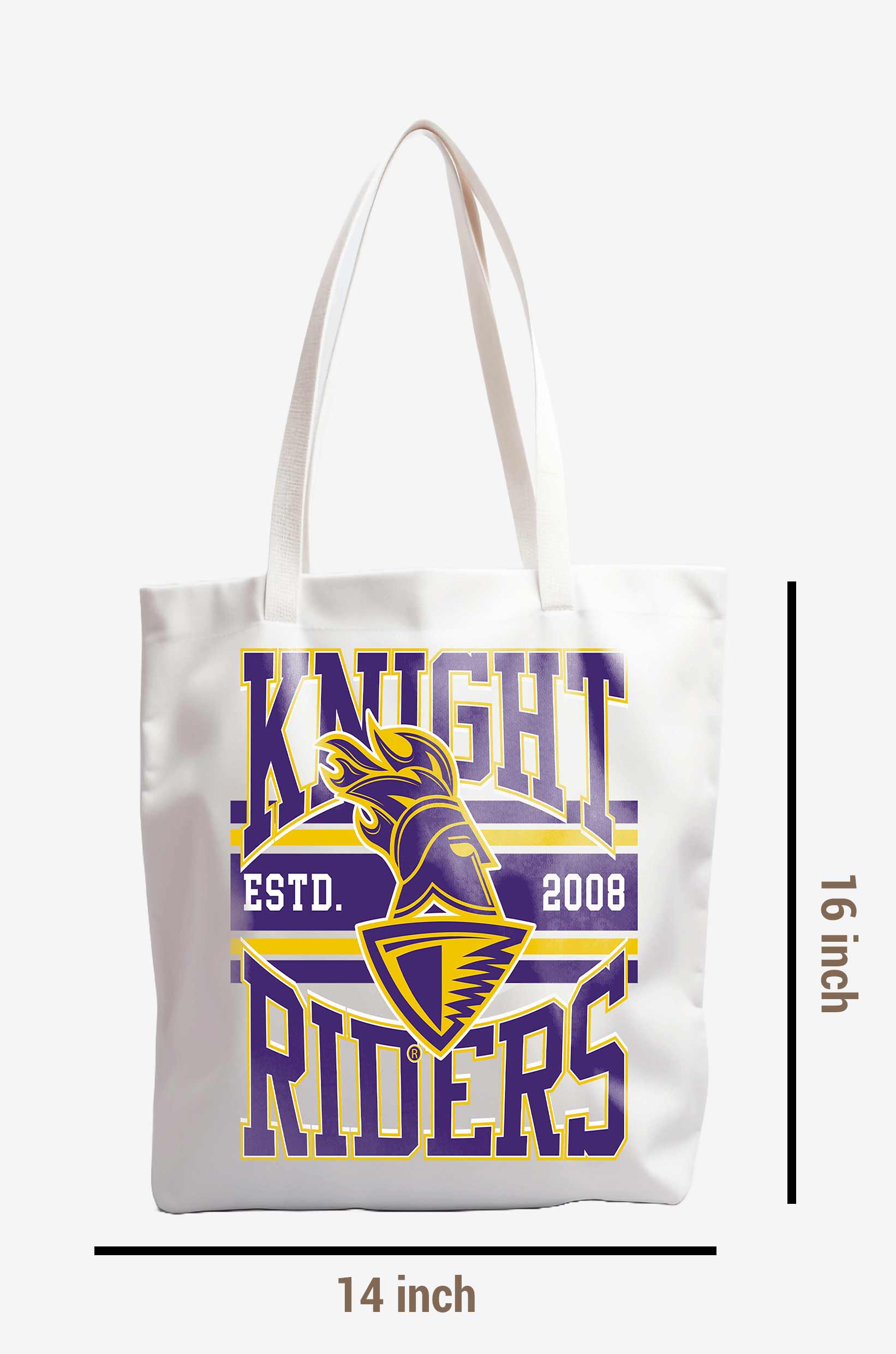 Kolkata Knight Riders Printed Canvas Casual Tote Bag, Stylish Handbag For Men and Women - Pack of 1 (White/Purple) (5)