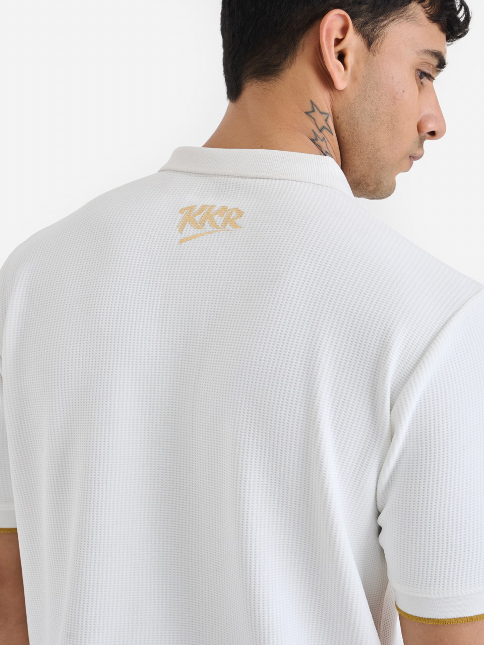 Kolkata Knight Riders Unisex White Brand Logo Printed Half Sleeves Travel Polo Collar T-Shirt (8)