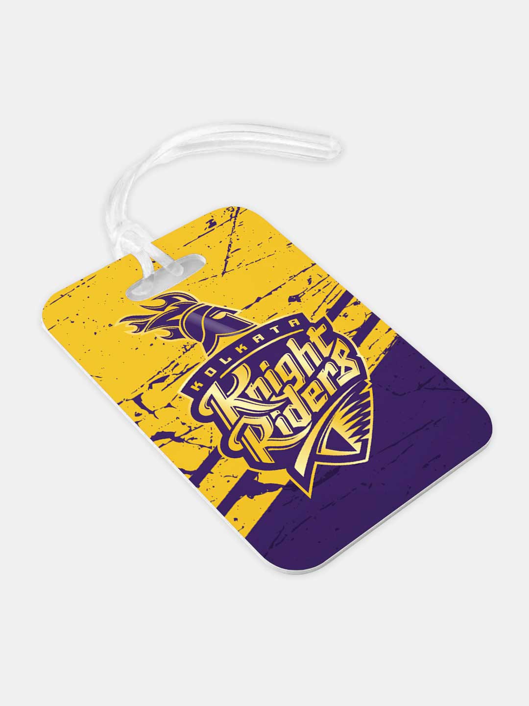 Kolkata Knight Riders Yellow and Purple Printed Plastic Luggage Bag Tags with Lanyard - Pack of 1 (1)