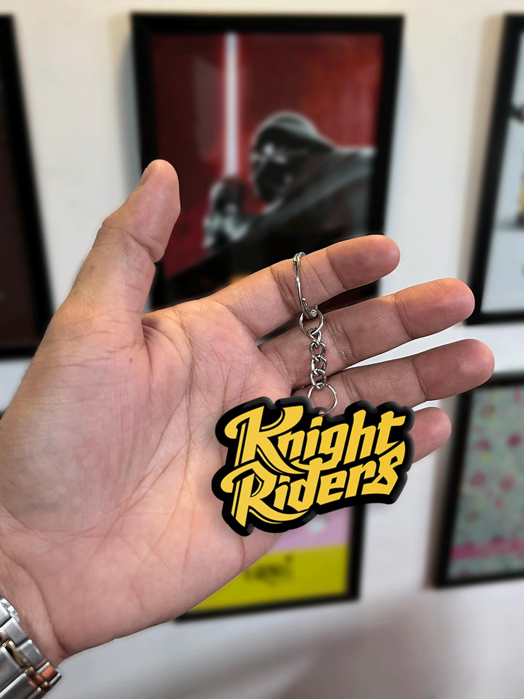 Kolkata Knight Riders Yellow Digital Print Knight Riders Metal Keychain - (Pack of 1) (5)