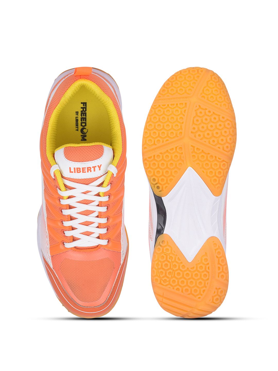 Liberty FREEDOM Sports Lacing Badminton & PickleBall Shoes For Men GRIPPER-01 By Liberty - Orange (8)