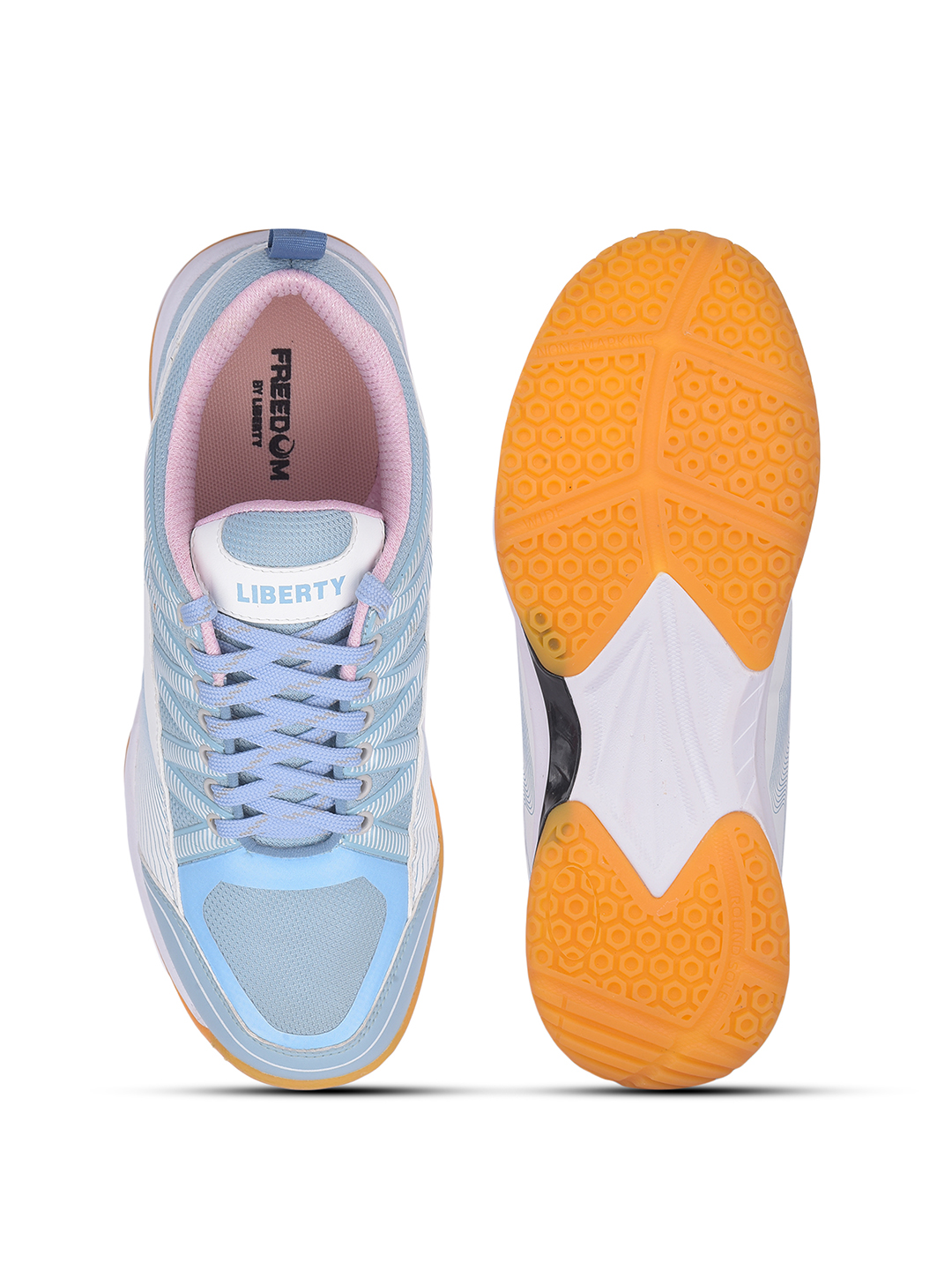 Liberty FREEDOM Sports Lacing Badminton & PickleBall Shoes For Men GRIPPER-01 By Liberty - Sky Blue (8)