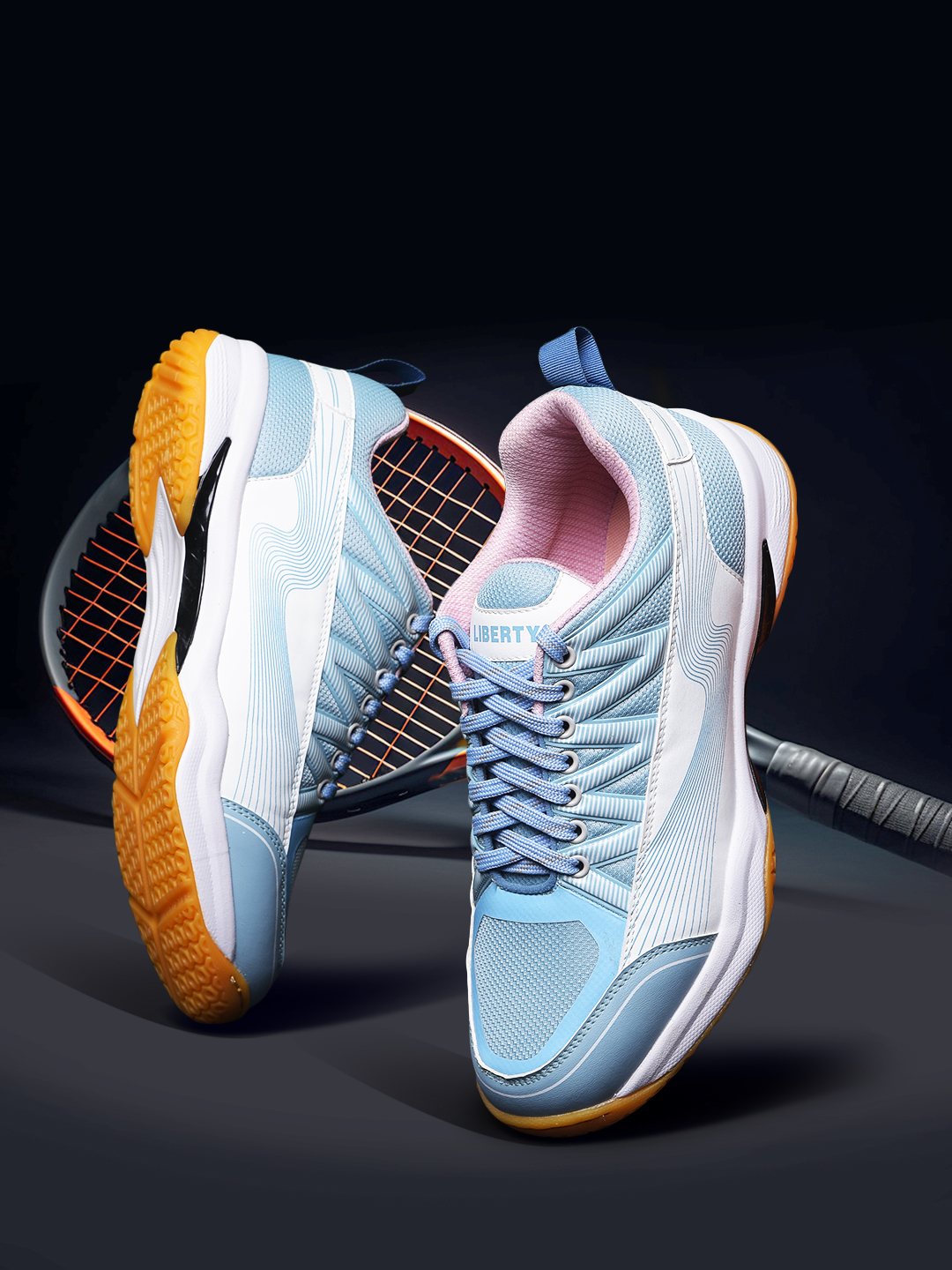 FREEDOM Sports Lacing Badminton & PickleBall Shoes For Men GRIPPER-01 By Liberty - Sky Blue