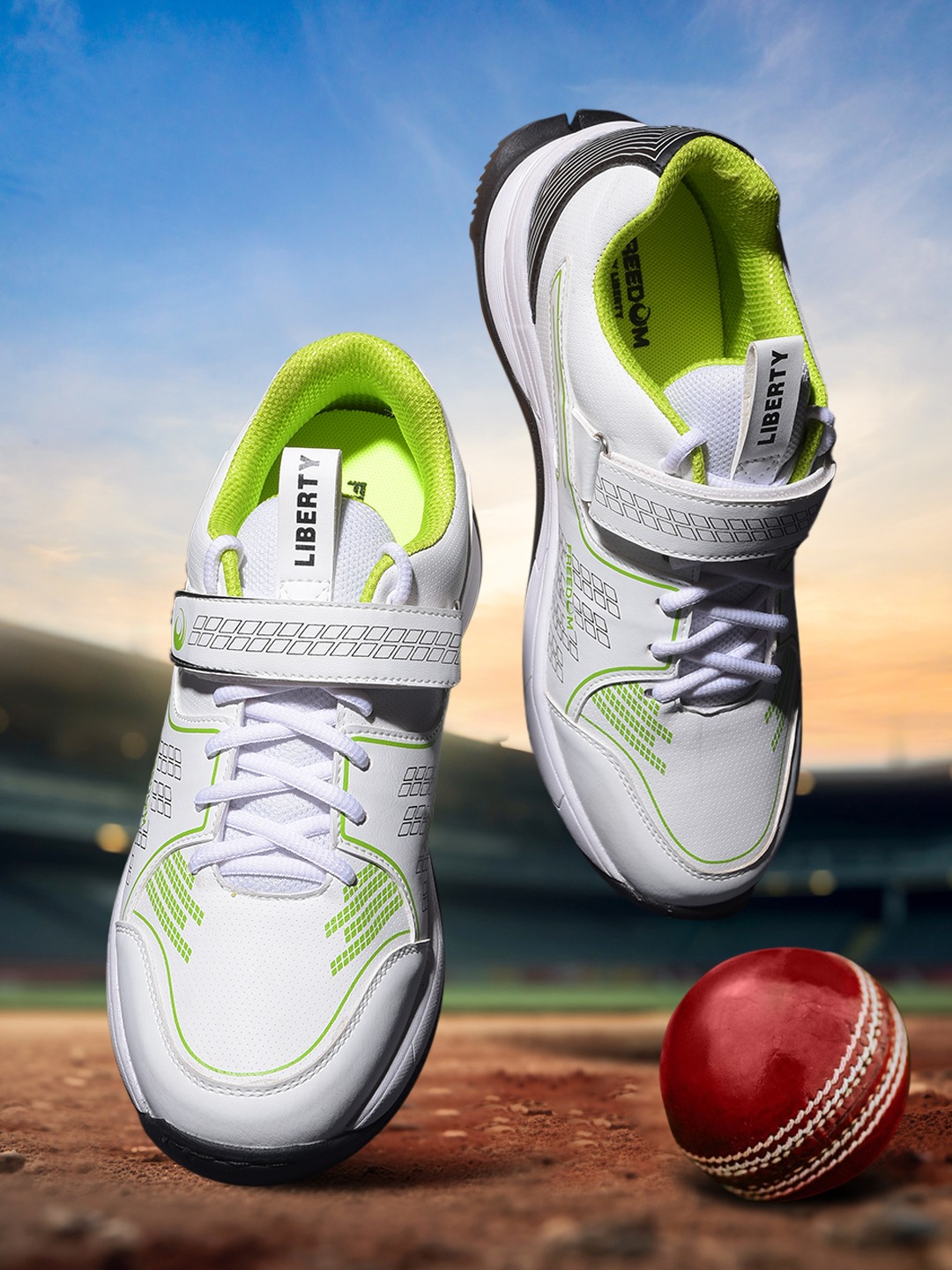 Liberty FREEDOM Sports Non Lacing Cricket Shoes For Men CRICSTAR2V By Liberty - Green