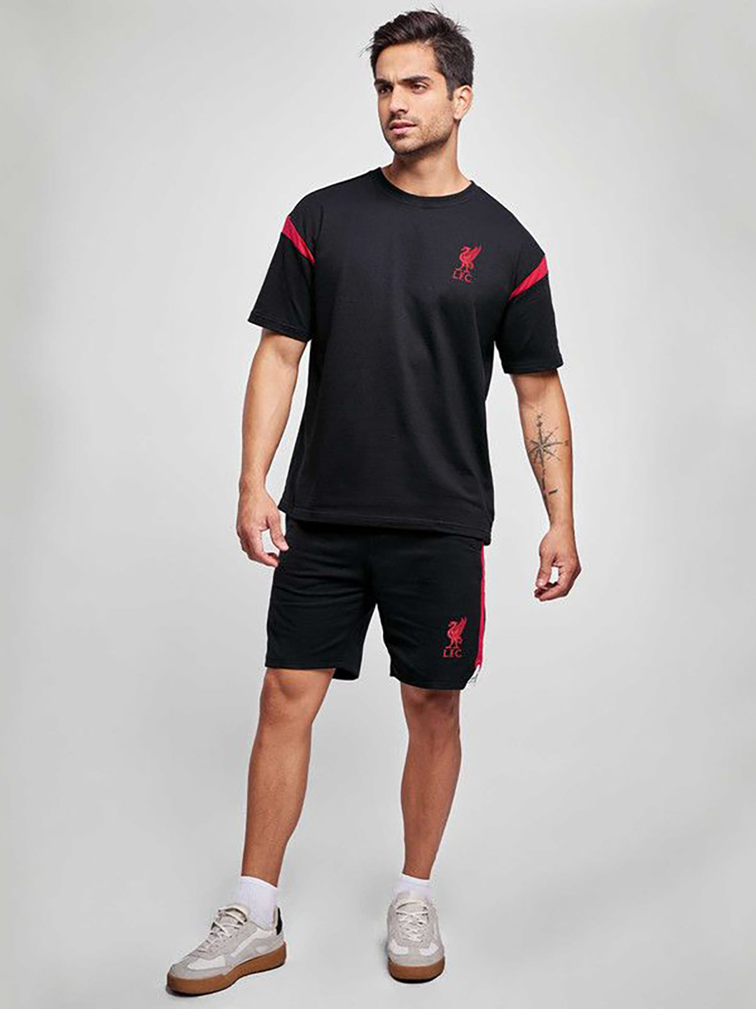Liverpool F.C. Men Black and Red Printed Co-ord Sets (1)