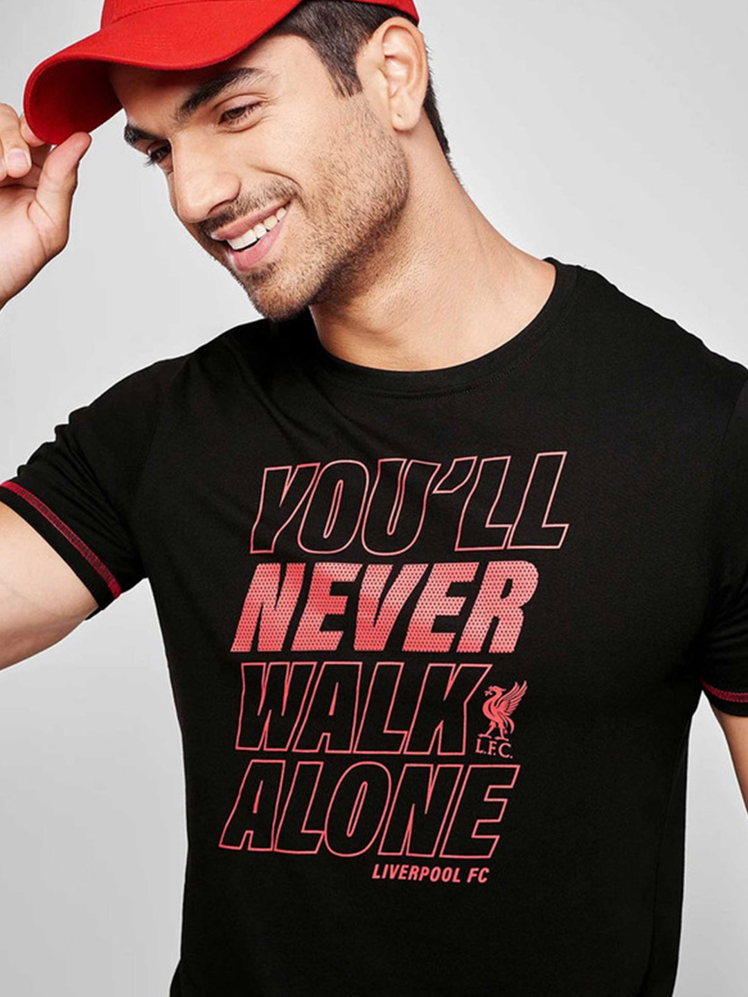 Liverpool F.C. Men Black and Red Typography Printed Half Sleeves Round Neck Cotton T-Shirt (2)