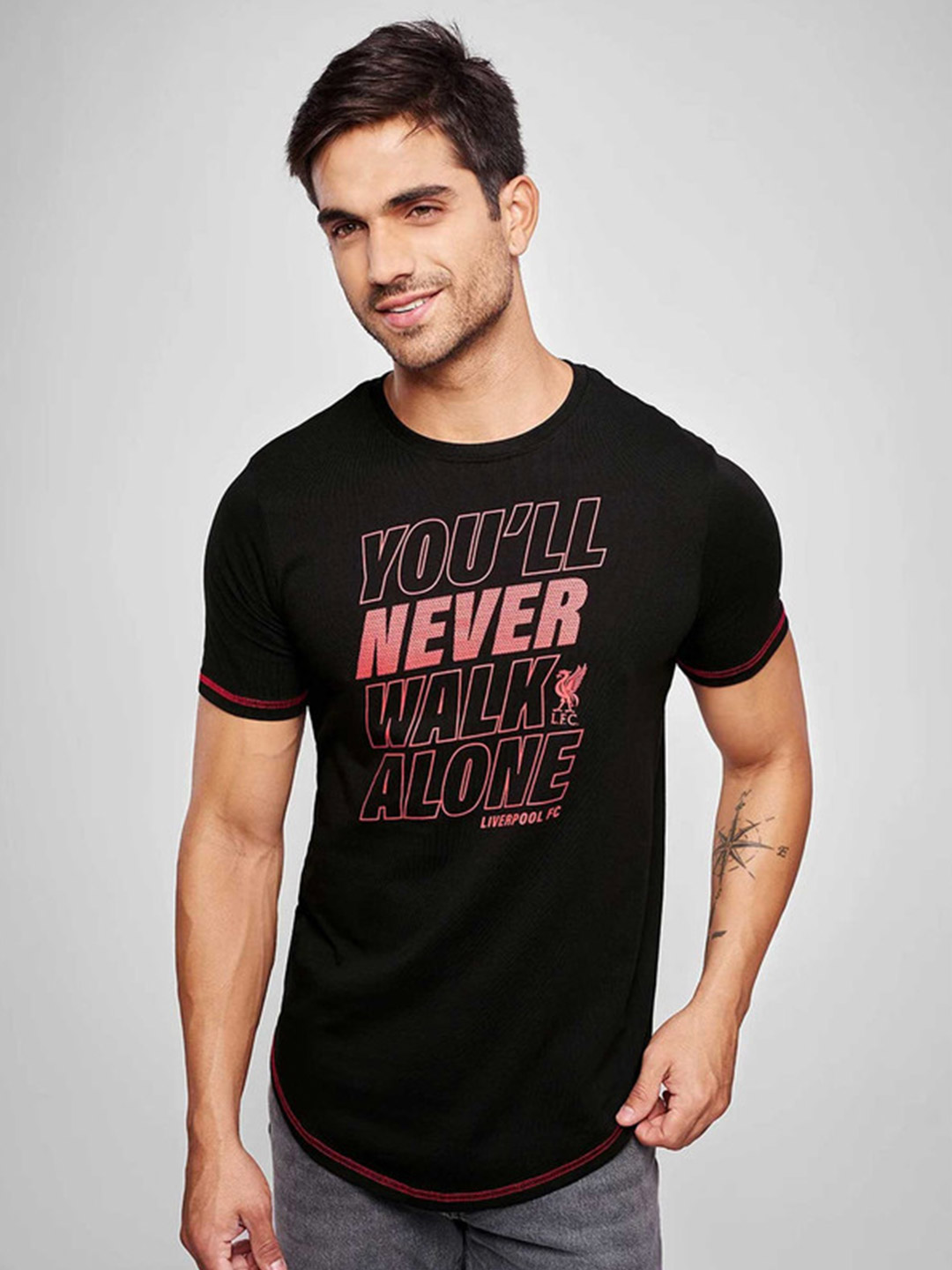 Liverpool F.C. Men Black and Red Typography Printed Half Sleeves Round Neck Cotton T-Shirt (4)