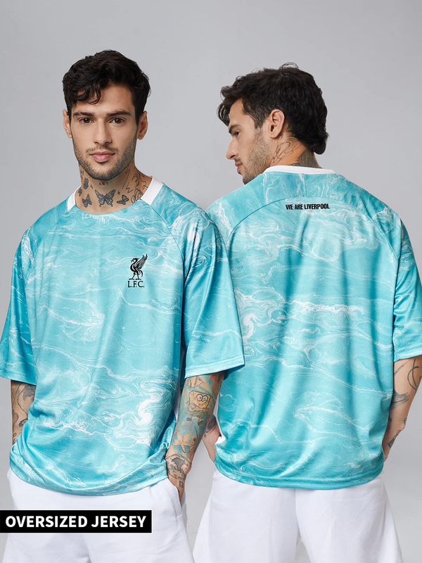 Liverpool F.C. Men Green Tie and Dye Printed Oversized T-Shirts (1)