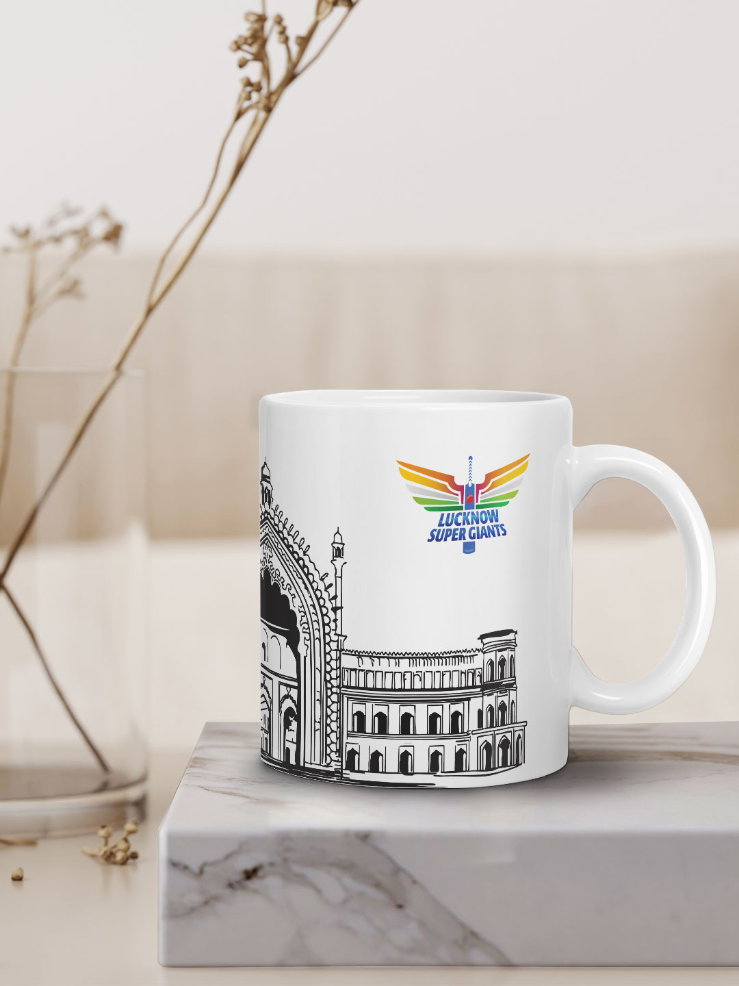 Lucknow Super Giants Ceramic Glossy Printed Mug, Microwave and Dishwasher Safe, Tea and Coffee Mug - 325 ml (White) - Pa (6)
