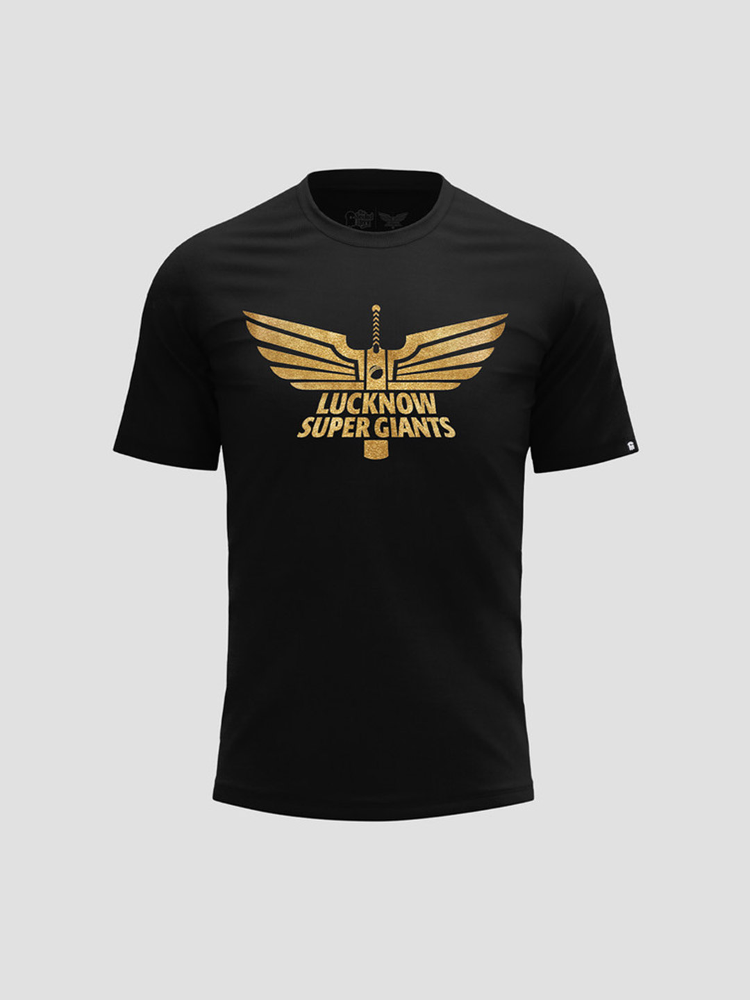 Lucknow Super Giants Men Black Graphic Printed Half Sleeves Round Neck Cotton T-Shirt (1)