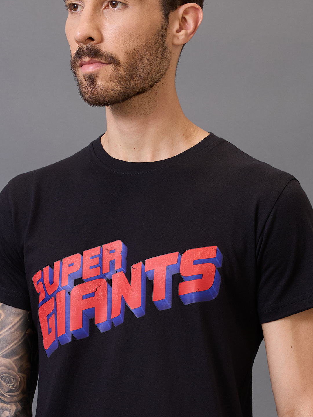 Lucknow Super Giants Men Black Graphic Printed Half Sleeves Round Neck Cotton T-Shirt (2)