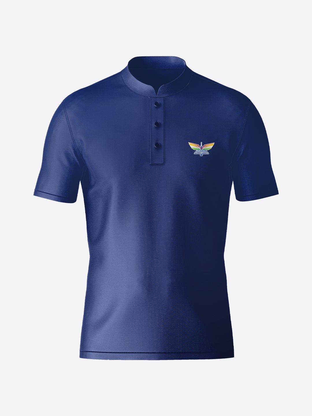 Lucknow Super Giants Men Navy Blue Half Sleeves Polo Collar Super Giants Cotton T-Shirt (1)
