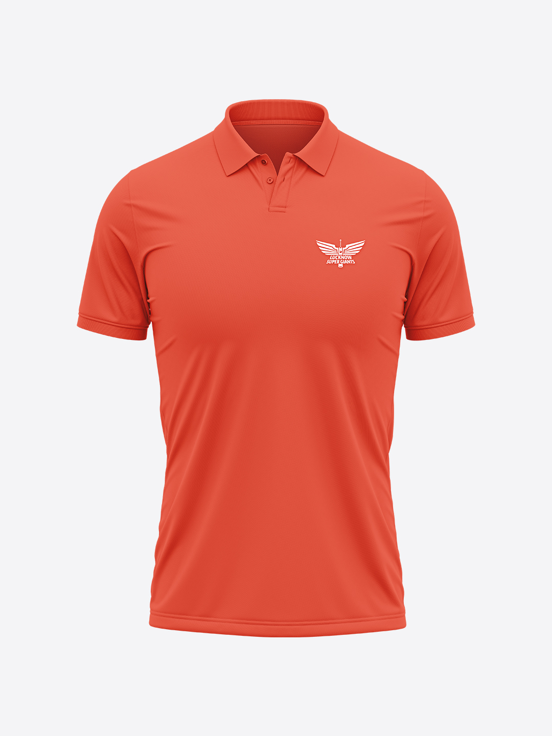 Lucknow Super Giants Men Orange Logo Printed Half Sleeves Polo Collar Cotton T-Shirt (1)