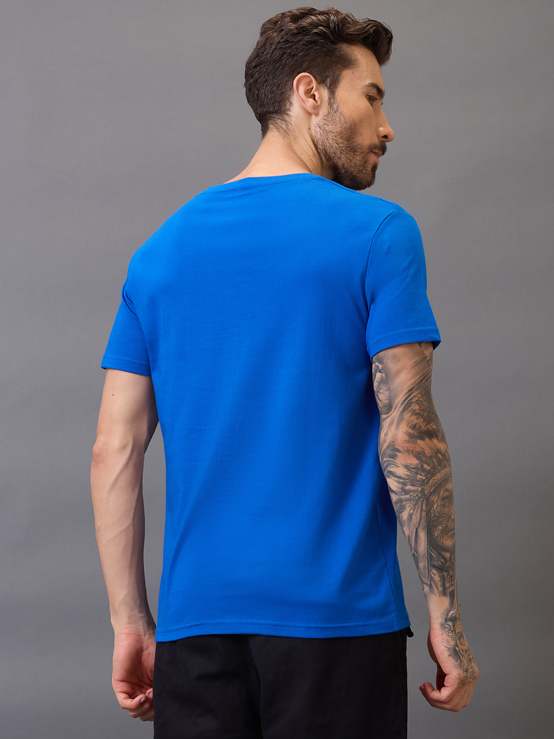 Lucknow Super Giants Men Royal Blue Logo Printed Half Sleeves Round Neck Cotton T-Shirt (3)