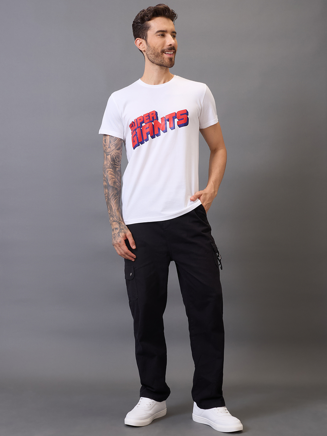 Lucknow Super Giants Men White Graphic Printed Half Sleeves Round Neck Cotton T-Shirt (5)