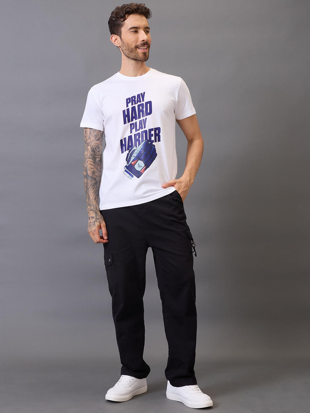 Lucknow Super Giants Men White Graphic Printed Half Sleeves Round Neck Cotton T-Shirt (4)