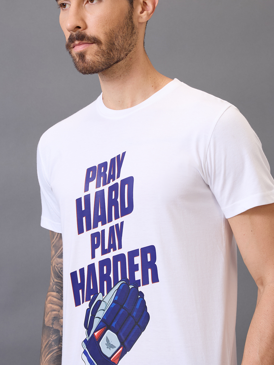 Lucknow Super Giants Men White Graphic Printed Half Sleeves Round Neck Cotton T-Shirt (2)