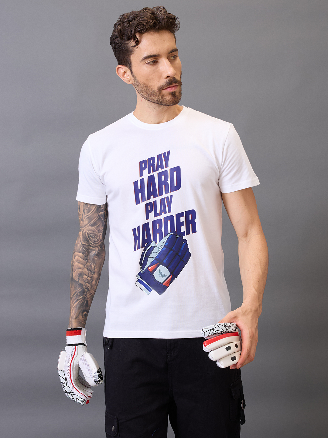 Lucknow Super Giants Men White Graphic Printed Half Sleeves Round Neck Cotton T-Shirt (1)